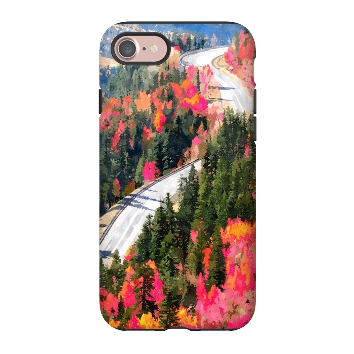 iPhone 7 StrongFit Valley of Pink Trees | Fantasy Pop of Color Forest Nature | Jungle Adventure Road Trip Pine by Uma Prabhakar Gokhale