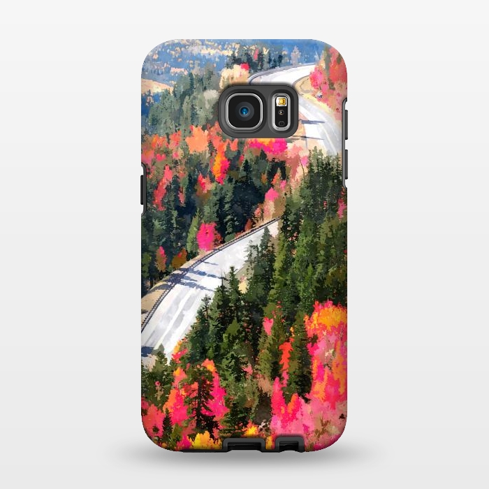 Galaxy S7 EDGE StrongFit Valley of Pink Trees | Fantasy Pop of Color Forest Nature | Jungle Adventure Road Trip Pine by Uma Prabhakar Gokhale