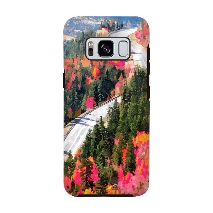 Galaxy S8 StrongFit Valley of Pink Trees | Fantasy Pop of Color Forest Nature | Jungle Adventure Road Trip Pine by Uma Prabhakar Gokhale
