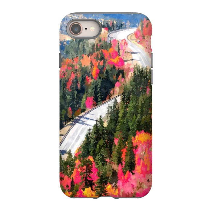 iPhone 8 StrongFit Valley of Pink Trees | Fantasy Pop of Color Forest Nature | Jungle Adventure Road Trip Pine by Uma Prabhakar Gokhale