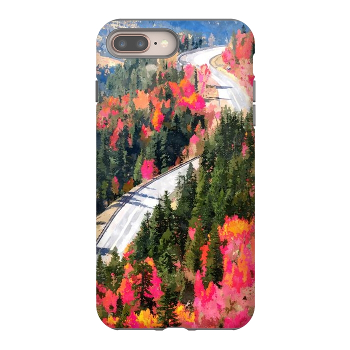 iPhone 8 plus StrongFit Valley of Pink Trees | Fantasy Pop of Color Forest Nature | Jungle Adventure Road Trip Pine by Uma Prabhakar Gokhale