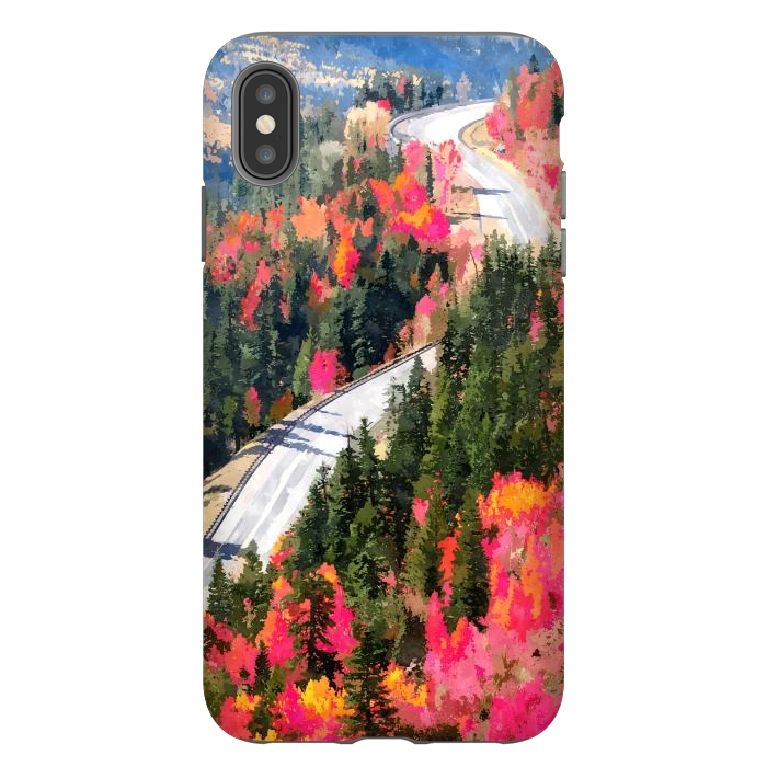iPhone Xs Max StrongFit Valley of Pink Trees | Fantasy Pop of Color Forest Nature | Jungle Adventure Road Trip Pine by Uma Prabhakar Gokhale