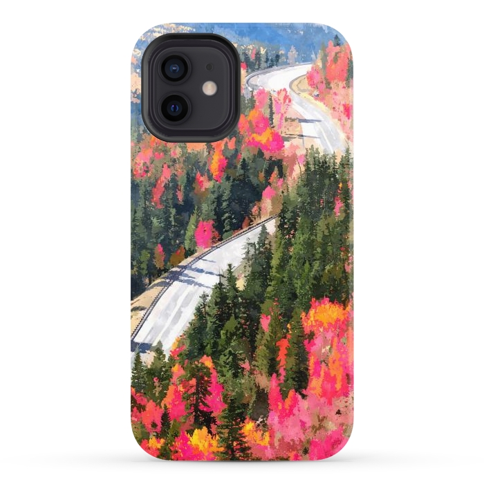 iPhone 12 StrongFit Valley of Pink Trees | Fantasy Pop of Color Forest Nature | Jungle Adventure Road Trip Pine by Uma Prabhakar Gokhale