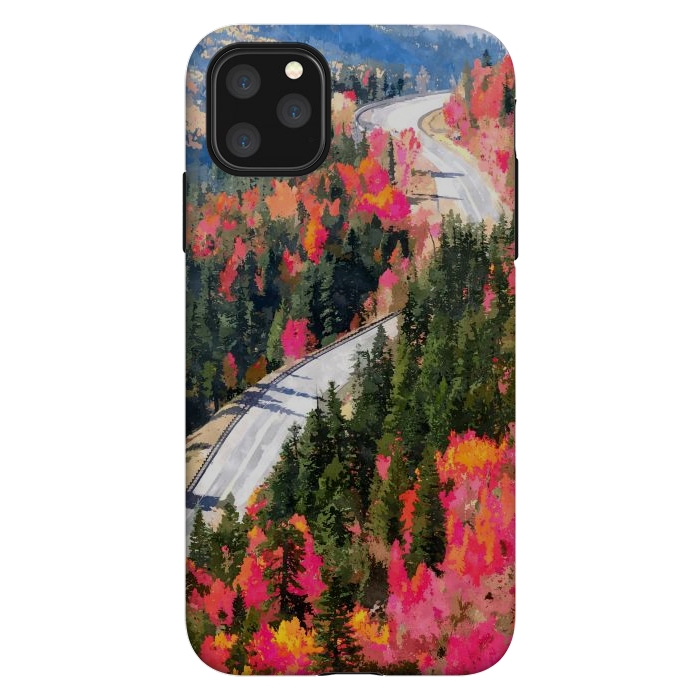 iPhone 11 Pro Max StrongFit Valley of Pink Trees | Fantasy Pop of Color Forest Nature | Jungle Adventure Road Trip Pine by Uma Prabhakar Gokhale