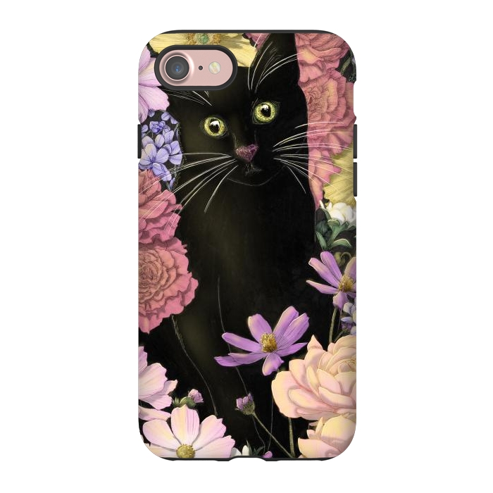iPhone 7 StrongFit Little Black Garden Cat Colour Version by ECMazur 