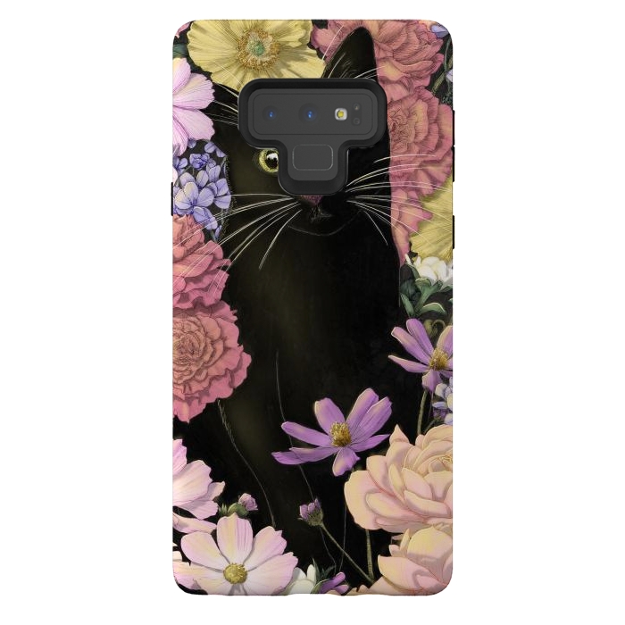 Galaxy Note 9 StrongFit Little Black Garden Cat Colour Version by ECMazur 