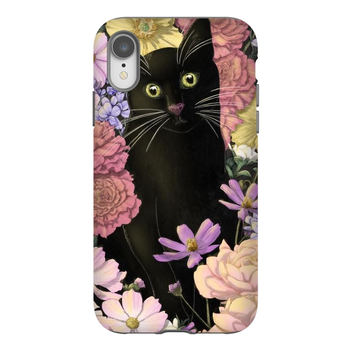 iPhone Xr StrongFit Little Black Garden Cat Colour Version by ECMazur 