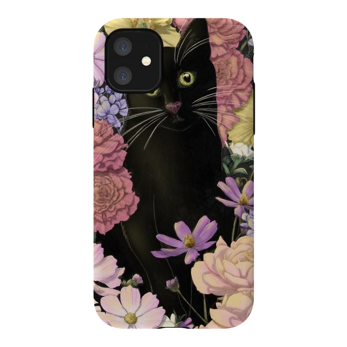 iPhone 11 StrongFit Little Black Garden Cat Colour Version by ECMazur 