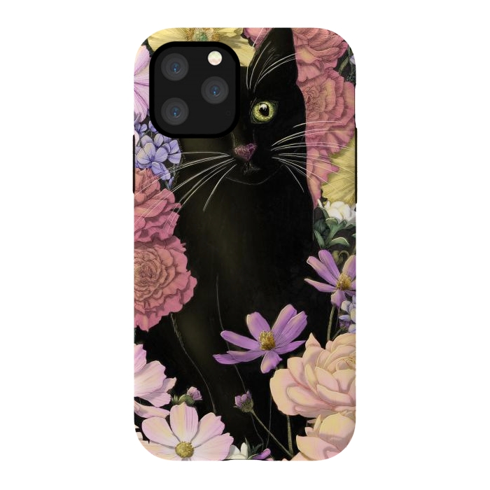 iPhone 11 Pro StrongFit Little Black Garden Cat Colour Version by ECMazur 