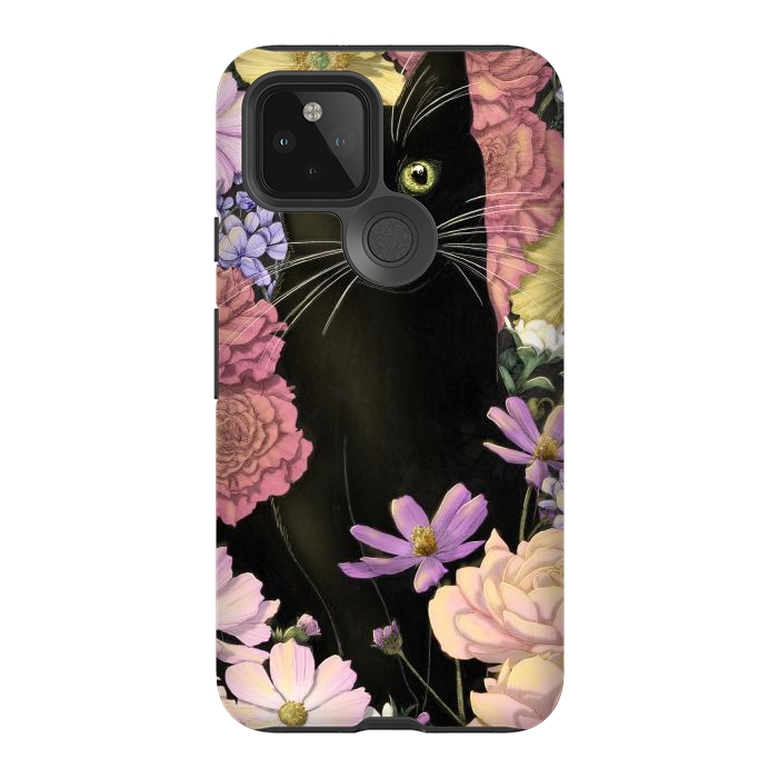 Pixel 5 StrongFit Little Black Garden Cat Colour Version by ECMazur 
