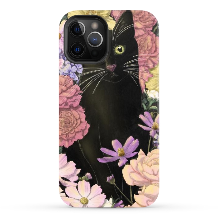 iPhone 12 Pro Max StrongFit Little Black Garden Cat Colour Version by ECMazur 
