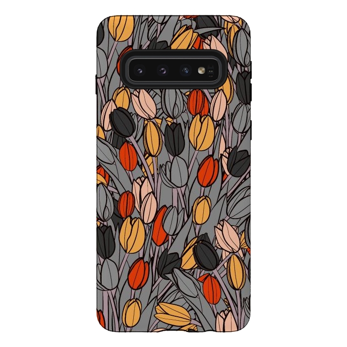 Galaxy S10 StrongFit A garden of tulips  by Steve Wade (Swade)