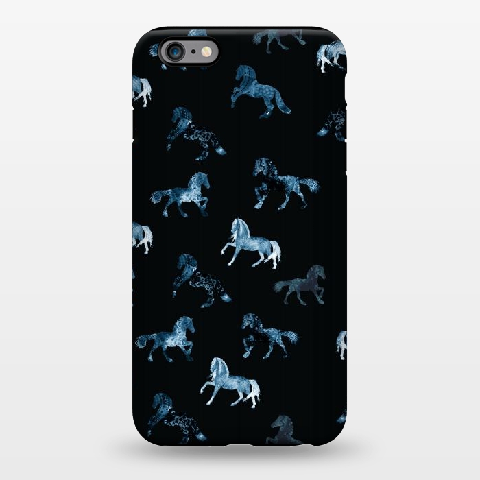 iPhone 6/6s plus StrongFit Horse pattern - blue watercolor horses  by Oana 
