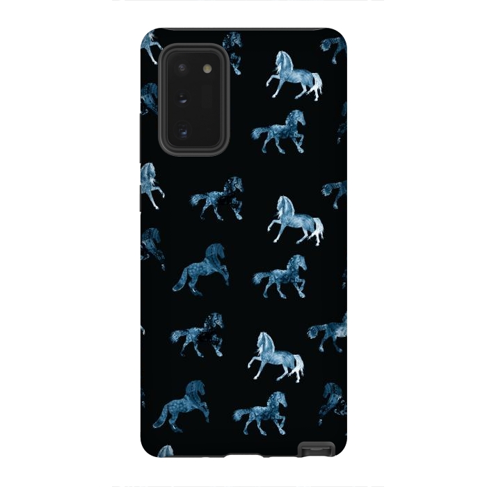 Galaxy Note 20 StrongFit Horse pattern - blue watercolor horses  by Oana 