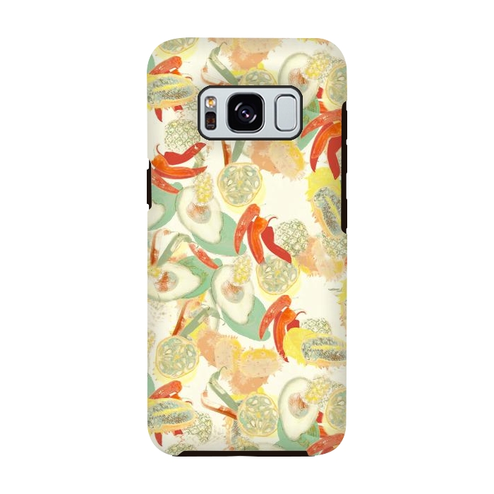 Galaxy S8 StrongFit Colorful exotic fruits and chili - tropical fruit pattern by Oana 