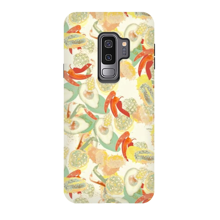 Galaxy S9 plus StrongFit Colorful exotic fruits and chili - tropical fruit pattern by Oana 