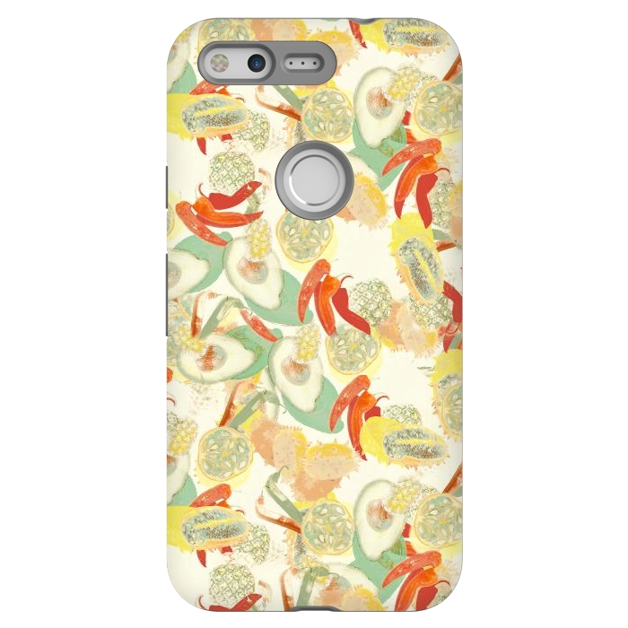 Pixel StrongFit Colorful exotic fruits and chili - tropical fruit pattern by Oana 