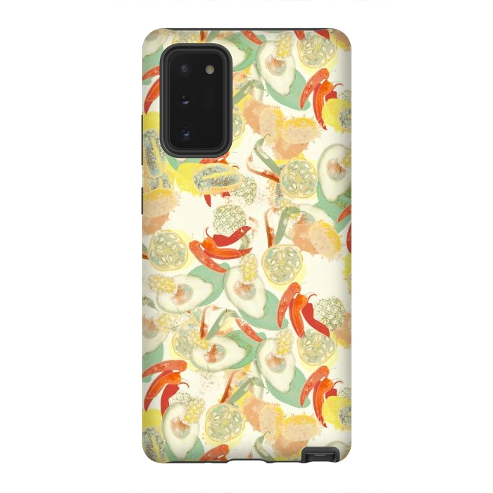 Galaxy Note 20 StrongFit Colorful exotic fruits and chili - tropical fruit pattern by Oana 
