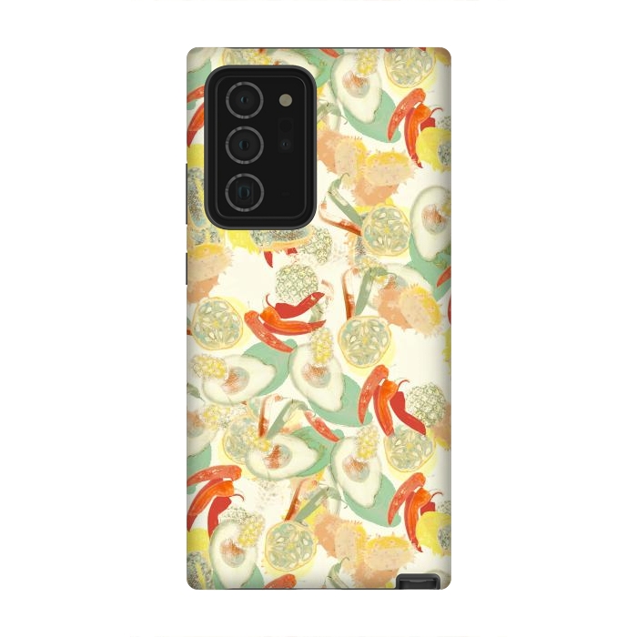 Galaxy Note 20 Ultra StrongFit Colorful exotic fruits and chili - tropical fruit pattern by Oana 