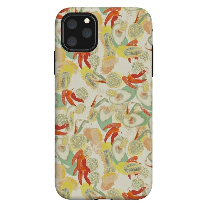 iPhone 11 Pro Max StrongFit Colorful exotic fruits and chili - tropical fruit pattern by Oana 