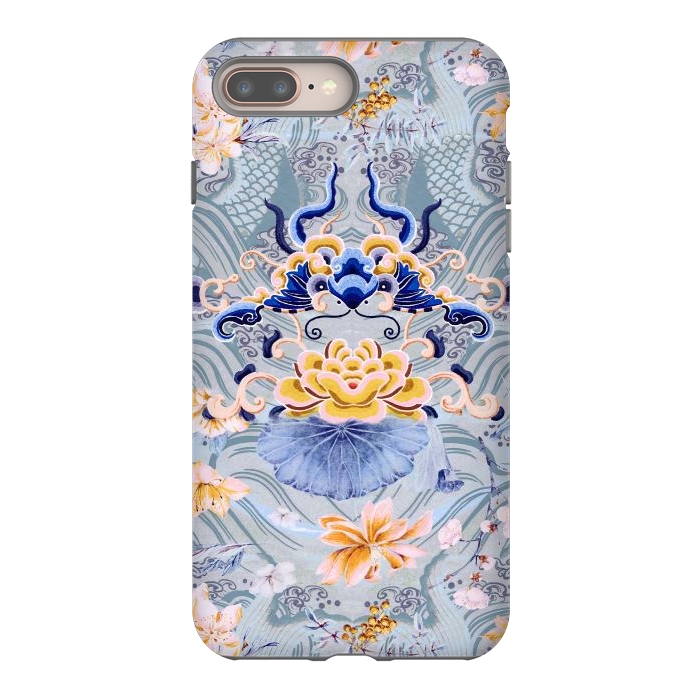 iPhone 7 plus StrongFit Flowers and fish - Chinese decorative pattern by Oana 