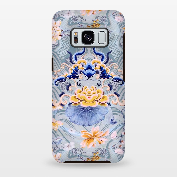 Galaxy S8 plus StrongFit Flowers and fish - Chinese decorative pattern by Oana 
