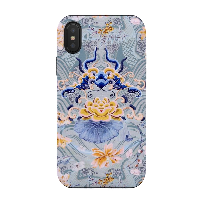 iPhone Xs / X StrongFit Flowers and fish - Chinese decorative pattern by Oana 