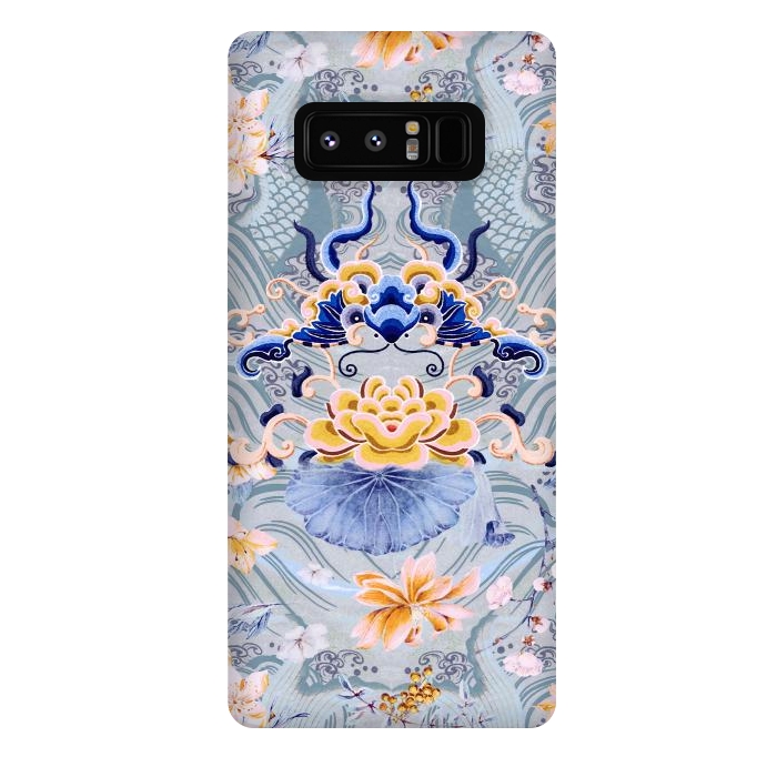 Galaxy Note 8 StrongFit Flowers and fish - Chinese decorative pattern by Oana 