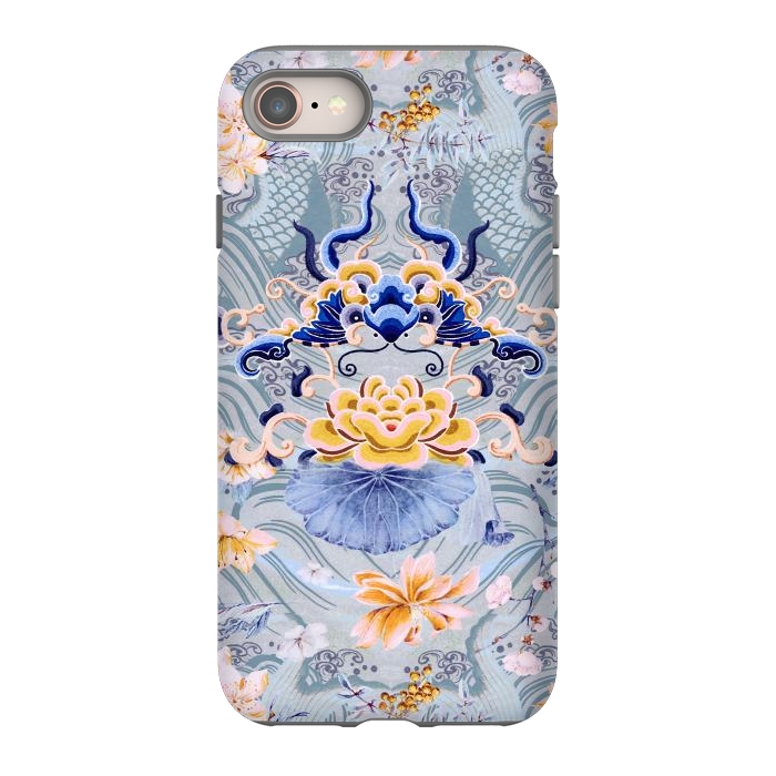 iPhone 8 StrongFit Flowers and fish - Chinese decorative pattern by Oana 