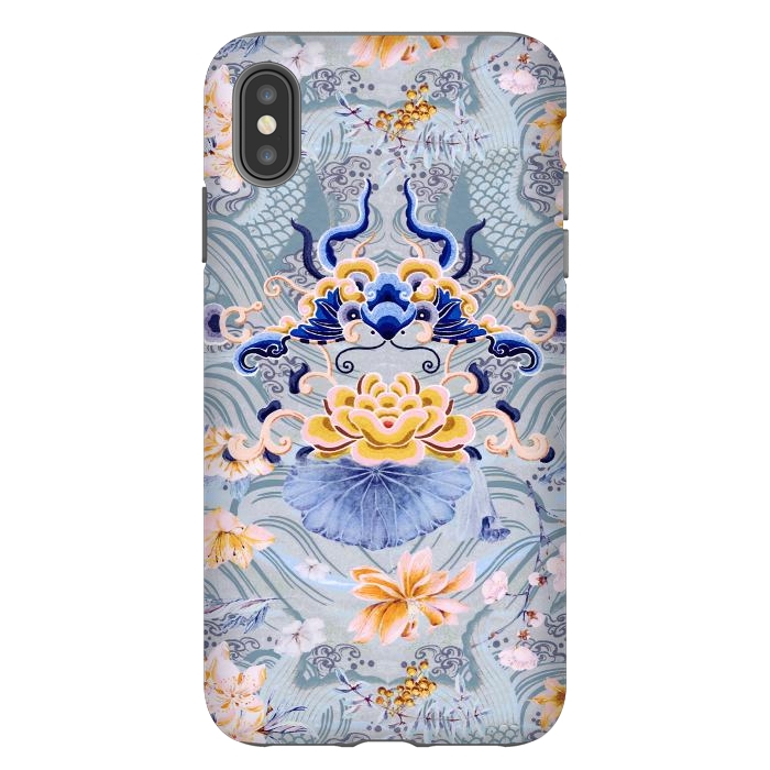 iPhone Xs Max StrongFit Flowers and fish - Chinese decorative pattern by Oana 