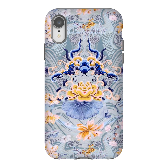 iPhone Xr StrongFit Flowers and fish - Chinese decorative pattern by Oana 