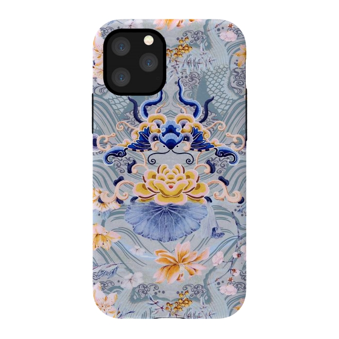 iPhone 11 Pro StrongFit Flowers and fish - Chinese decorative pattern by Oana 