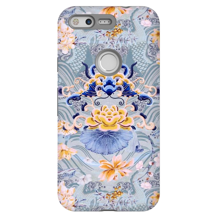 Pixel StrongFit Flowers and fish - Chinese decorative pattern by Oana 