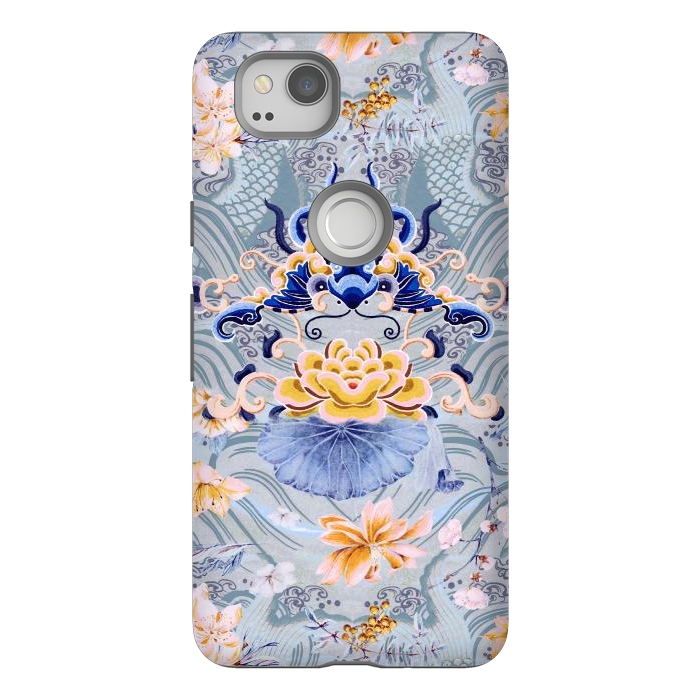 Pixel 2 StrongFit Flowers and fish - Chinese decorative pattern by Oana 