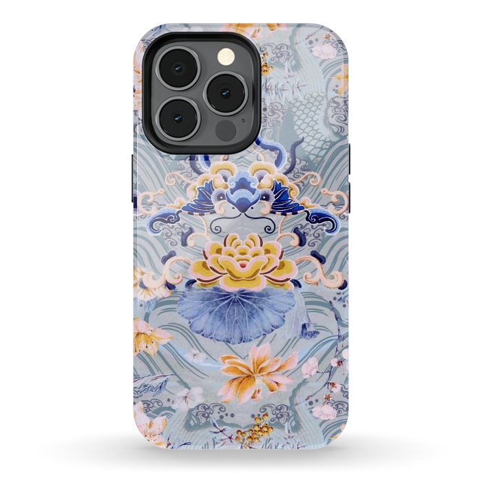 iPhone 13 pro StrongFit Flowers and fish - Chinese decorative pattern by Oana 