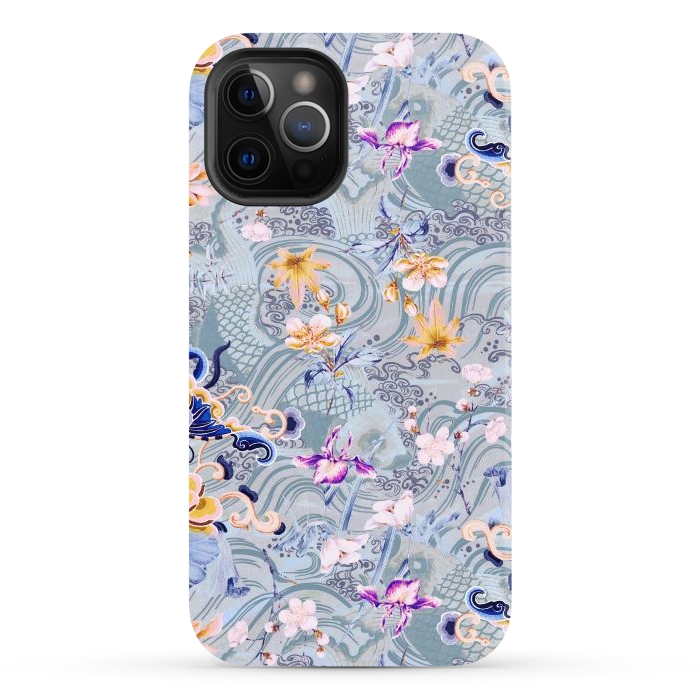 iPhone 12 Pro Max StrongFit Flowers and fish - Chinese decorative pattern by Oana 