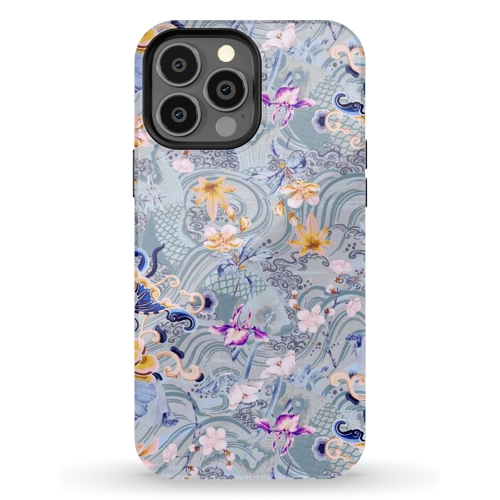 iPhone 13 Pro Max StrongFit Flowers and fish - Chinese decorative pattern by Oana 