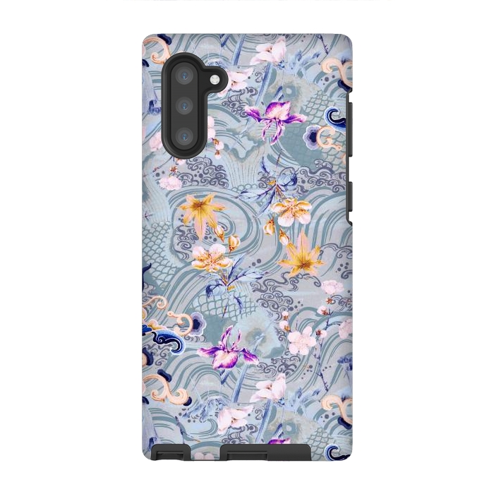Galaxy Note 10 StrongFit Flowers and fish - Chinese decorative pattern by Oana 