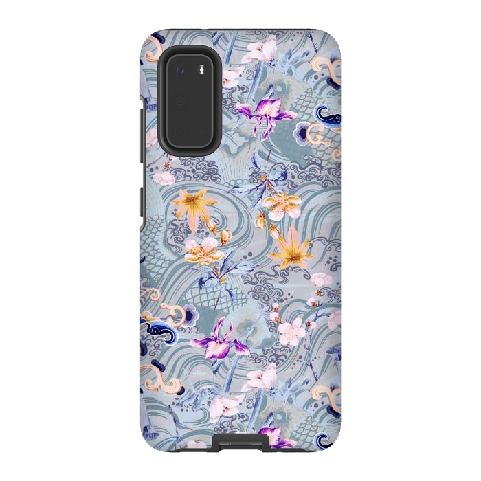 Galaxy S20 StrongFit Flowers and fish - Chinese decorative pattern by Oana 