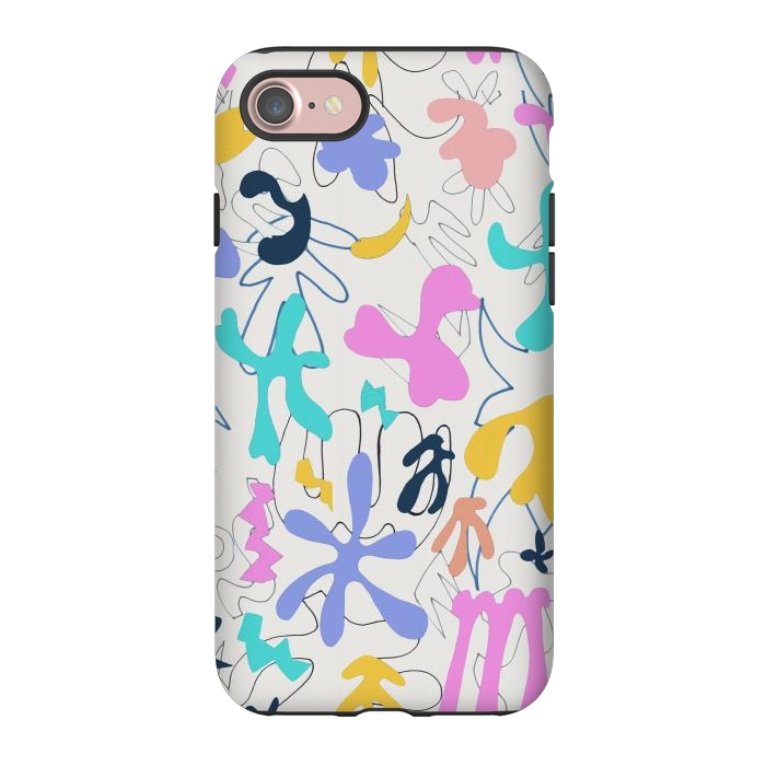 iPhone 7 StrongFit Colorful retro doodles - Matisse abstract pattern by Oana 