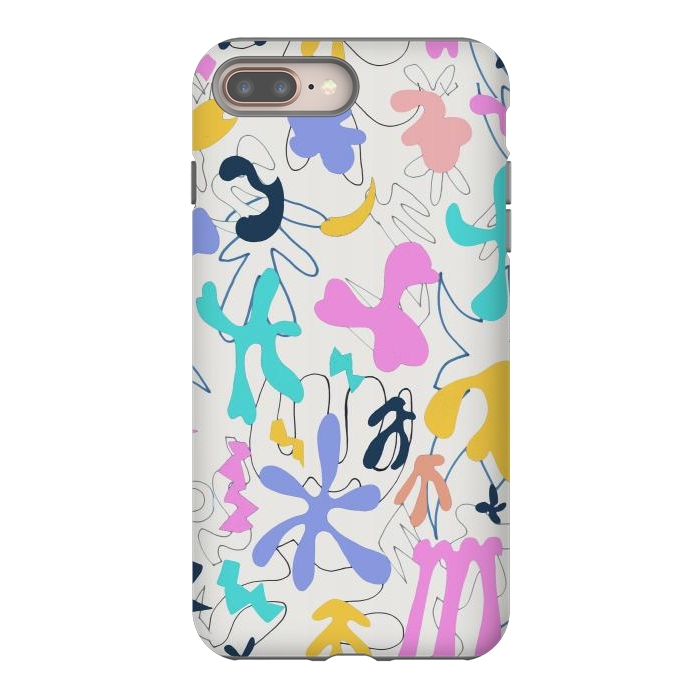 iPhone 7 plus StrongFit Colorful retro doodles - Matisse abstract pattern by Oana 
