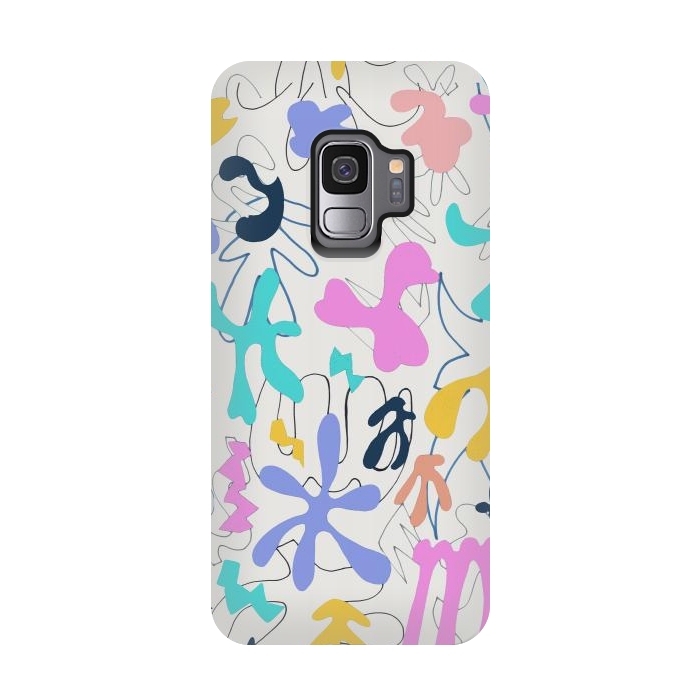Galaxy S9 StrongFit Colorful retro doodles - Matisse abstract pattern by Oana 