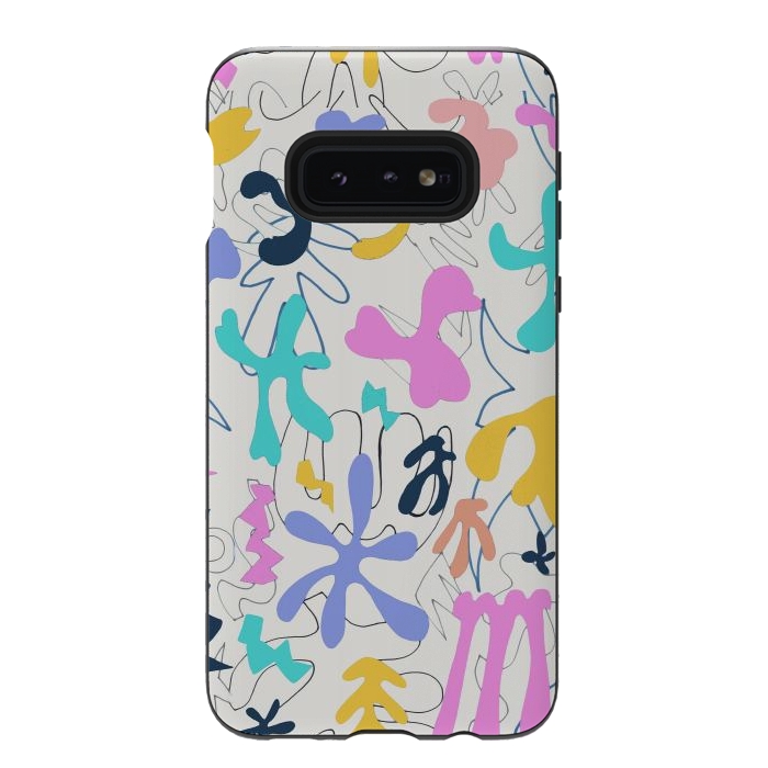 Galaxy S10e StrongFit Colorful retro doodles - Matisse abstract pattern by Oana 