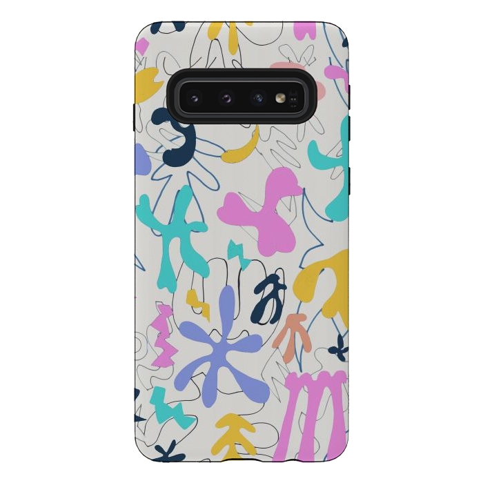 Galaxy S10 StrongFit Colorful retro doodles - Matisse abstract pattern by Oana 