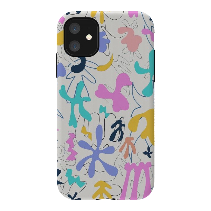 iPhone 11 StrongFit Colorful retro doodles - Matisse abstract pattern by Oana 