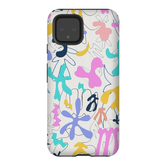 Pixel 4 StrongFit Colorful retro doodles - Matisse abstract pattern by Oana 
