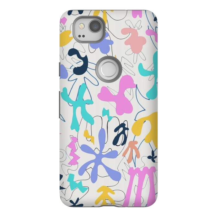 Pixel 2 StrongFit Colorful retro doodles - Matisse abstract pattern by Oana 
