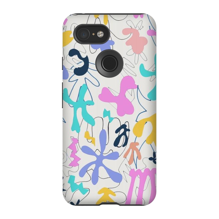 Pixel 3 StrongFit Colorful retro doodles - Matisse abstract pattern by Oana 