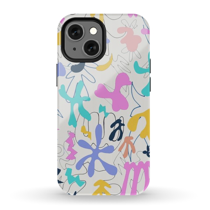 iPhone 13 mini StrongFit Colorful retro doodles - Matisse abstract pattern by Oana 