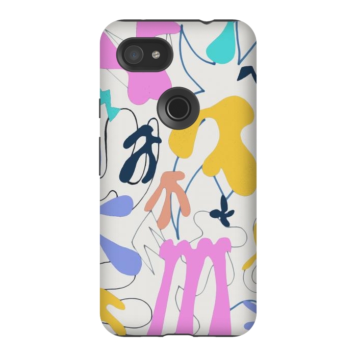 Pixel 3AXL StrongFit Colorful retro doodles - Matisse abstract pattern by Oana 